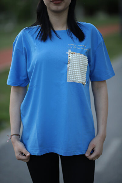 Rabona Fashion Γυναικείο T-shirt με λεπτομέρεια από πέτρα Pearl Pocket