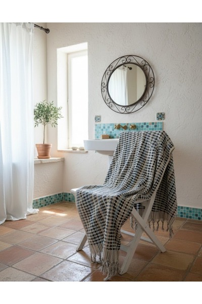 Monochrome El Dokuma %100 Pamuk Otantik Nohut Banyo Havlusu - Yüksek Kalite -...