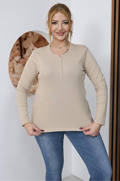Siyezen Plus Size Cotton Stretch Fabric Basic Blouse