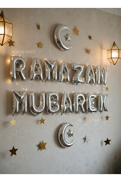 Kokoş Parti Ramazan Mubarek Yazılı Folyo Balon Seti • 14 Harf • 40 cm • Ramaz...