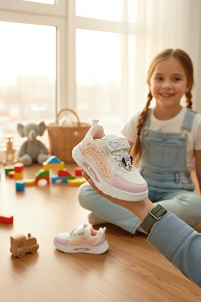 enoch حذاء رياضي للأطفال من إينوخ بتصميم قلب ونوتة موسيقية مع شريط فيلكرو