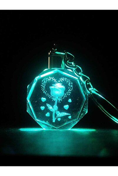 Prime Feel Colorful Lighted Glass Crystal Rose Embroidered Romantic Design Ke...