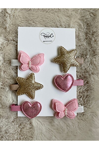 YamanCo Store Kız Çocuk Karışık Figürlü Şık Toka Seti(3’lü Kelebek & Yıldız &...