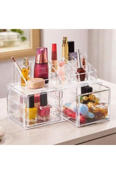 Generic Transparent Makeup Organizer with Multiple Sections