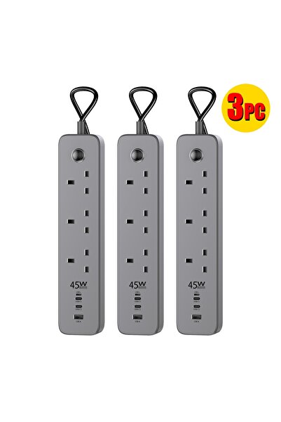 Zen Store 3PCS PREMIUM QUALITY 6-Outlet Power Strip with 45W USB Fast Chargin...