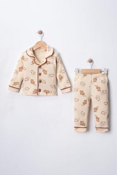 Miniday Baby Girl's Printed Pajama Set 2-Piece Shirt Collar Nightgown