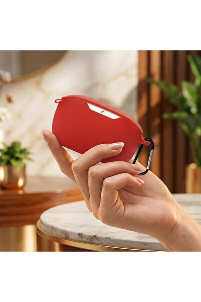 CaseOnn Jbi Wave Buds 2 Case with Strap Attachment Matte Silicone Red