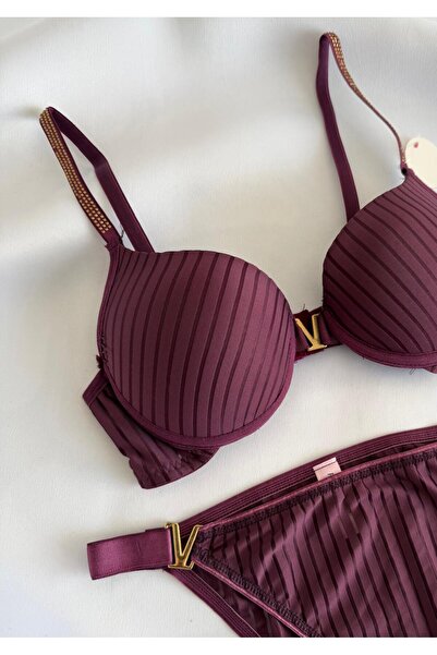 Pink Cadillac Kadın Şık V Detaylı Destekli Sütyen Külot Takımı