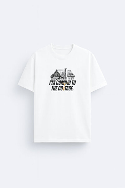 AYDESİGN Concurența fierbinte: Voi ajunge la cabana - Tricou alb cu guler rot...