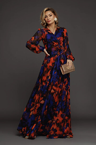 Ejolie Devon blue and orange long dress