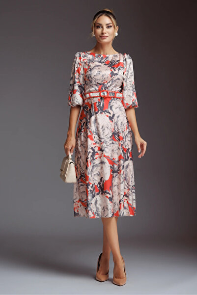 Ejolie Raven cream and red dress