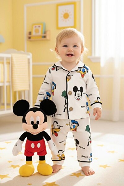 Lumos Trade Baby 100% Cotton Front Wooden Button Pajama Set – Patterned Soft ...
