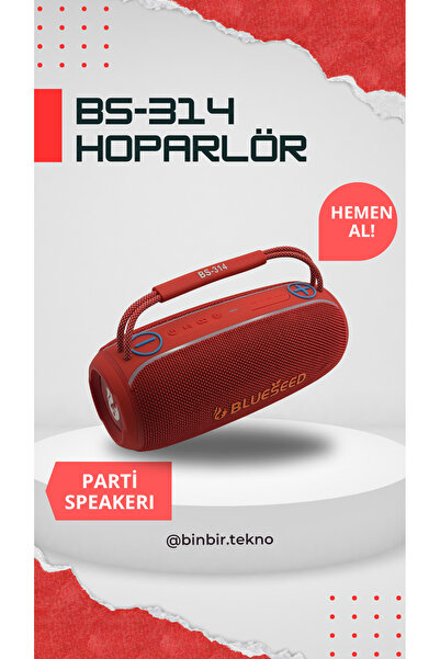 blueseed BinBirTekno BS-314 Kırmızı Bluetooth Speaker | Güçlü Bass, Yüksek Se...