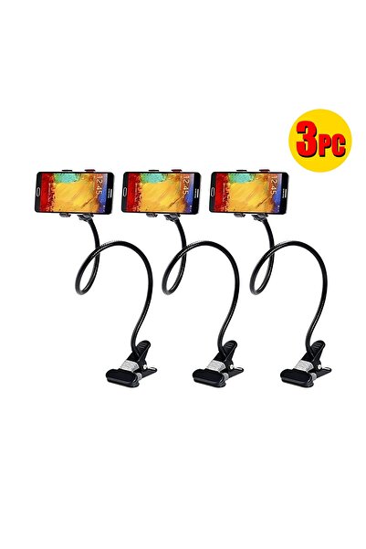 BUYMART 3 PC-Flexible Metal Tube Desk Clamp Lazy Goose Neck Phone Holder