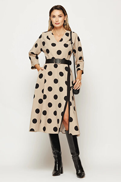Ejolie Nolia beige dress with Polka Dot