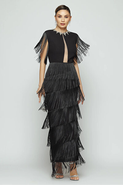 Ejolie Black Zondra dress with Fringed