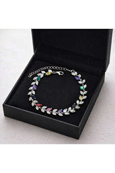 Silver Renk geçişli çiçek modelli 925 ayar Gümüş bileklik