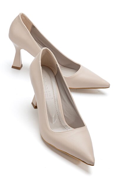 Saadet Kaya Butik Women's Beige Skin Pointed Toe Thin Heeled Stiletto