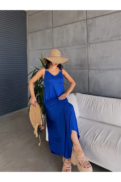 Generic Brand Women Bell Woven Fabric V Neck Asymmetrical Cut Dress
