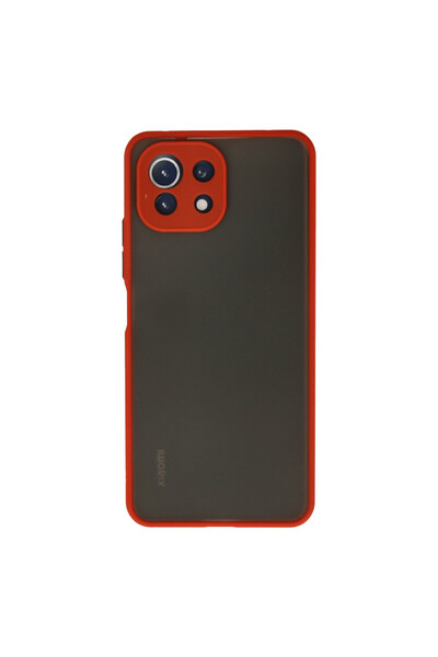 cepmoda Mi "11 Lite" Matte Silicone Phone Case - Frosted Transparent Cover [Red]