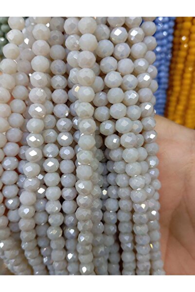 Ralp Moda خرز كريستال زجاجي 6 ملم 10 خيوط كريمي JANJANLI