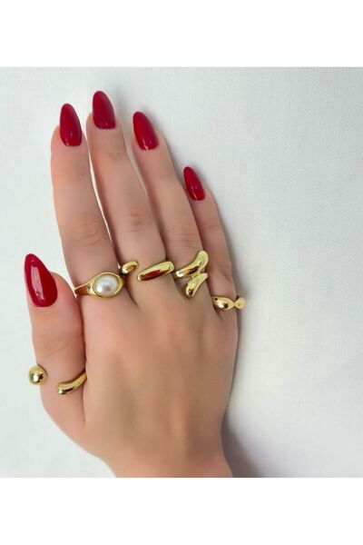 Store Diva Charm Pearl Detailed Women's Set Ring