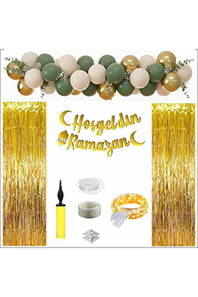 ZENVİVA 39 Piece Welcome Ramadan Decoration Set with Curtain