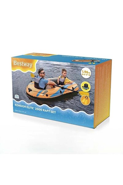 BESTWAY قارب كوندور 2000 القابل للنفخ مع مجاديف ومضخة 1.96 م × 1.14 م– 2000