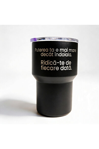 OEM Metal thermos mug, 400 ml, message "Your strength is greater than doubt. ...