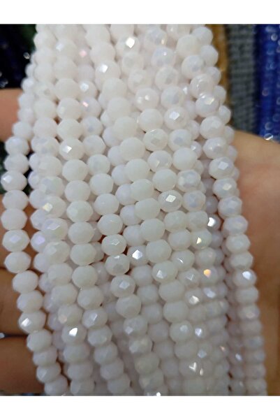 Ralp Moda Mărgele de cristal din sticlă de 6 mm, 20 șiruri, ALB MAT