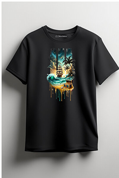 Merch&ice Унисекс тениска с принт „Съкровището на пиратския кораб“