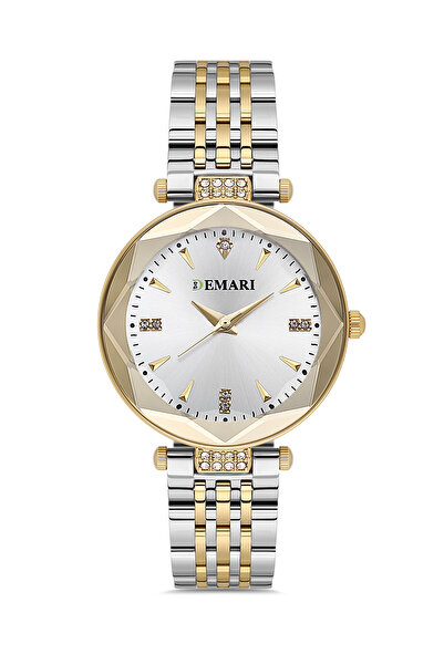 DEMARİ Women's Wristwatch Quartz Mechanism Silver Steel Band, Black Dial with...