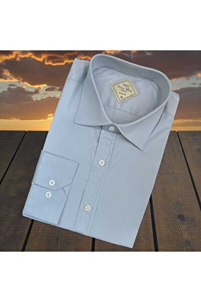 GÖMLEK GALERİSİ Slim Fit Plain Cotton Long Sleeve Men's Shirt
