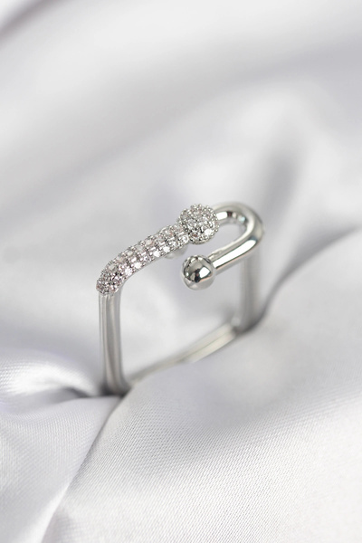 shopwave Silver Color Zircon Stone Tiffany Model Square Women's Ring