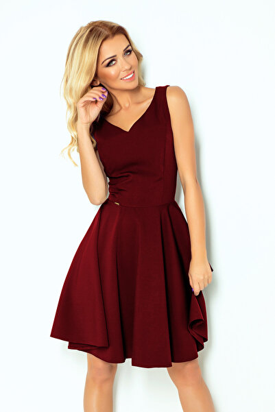 Numoco Rochie evazata Numoco, decolteu in forma de inima, culoare burgundy, m...