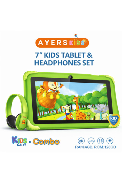 Ayers 7 İnç Çocuk Tableti 4GB RAM 128GB Kılıflı, Ebeveyn Kontrollü, Eğitici O...