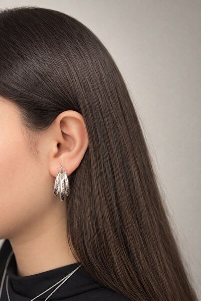 lit accessories Gümüş Simli Orbit Halka Küpe