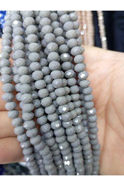 Ralp Moda خرز كريستال زجاجي 6 مم 20 خيط باللون الرمادي غير اللامع