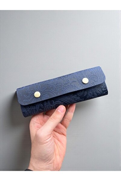 TeriArte Patterned Leather Pen Holder, Genuine Leather Small Pencil Case – Bu...