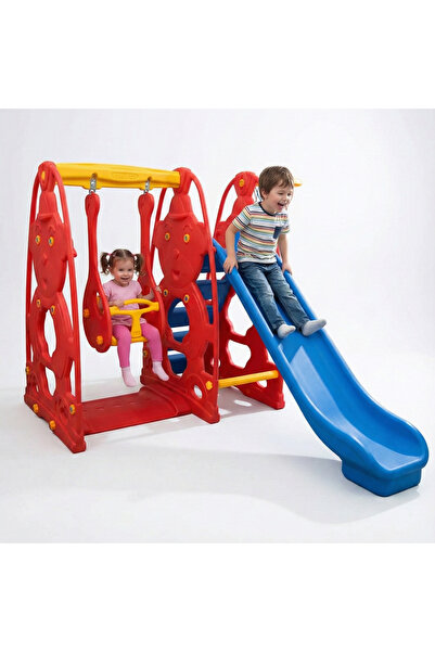 MUPARK Salıncaklı Kaydırak Seti 180 cm Kayma Boyu Anaokulu Kreş Tipi Güvenli ...