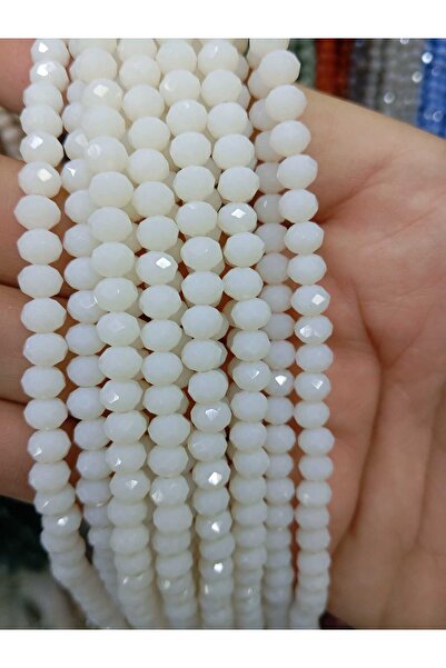 Ralp Moda خرز كريستال زجاجي 6 ملم 10 خيوط باللون الأبيض العظمي