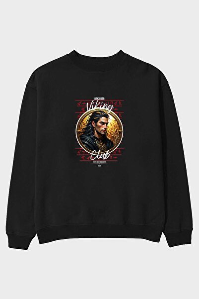 Ankhises Σειρά Viking Mythology 2 με προεκτυπωμένο μαύρο μπλουζάκι Oversize γ...