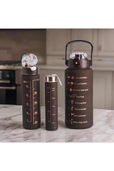 Empressco Jouis Su Matarası Motivasyonel 3lü Set Su Şişesi Suluk 2lt900ml500m...