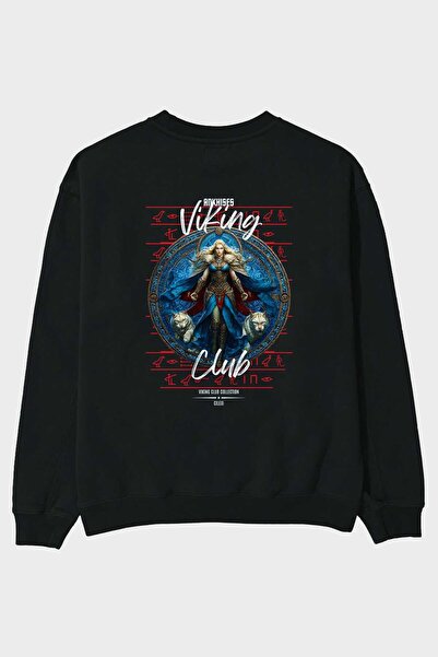 Ankhises Freyja Back Printed Black Oversize Sweatshirt Men Women Unisex