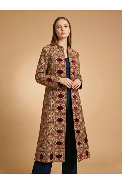 HAUTE COUTURE AHMET ÖZCEYHAN APLİKE DETAYLI DOKUMA KUMAŞ PARDESÜ 125 CM