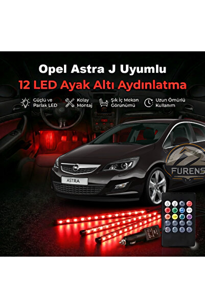 STS Oto Aksesuar Opel Astra J Uyumlu Uyumlu RGB Ayak Altı LED 12 Led Kumandal...