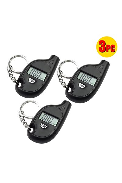 BUYMART سلسلة مفاتيح صغيرة مزودة بمقياس ضغط الإطارات الرقمي، تحتوي على 3 قطع ...