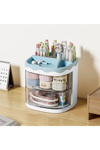 AYDAN26 Çekmeceli Kalemlik 2 Gözlü Mavi Renk