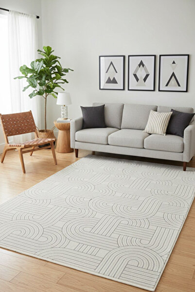 Babil Home Salon Mutfak Yatak Odası Koridor Halısı Yolluk Halı 8610 KREM