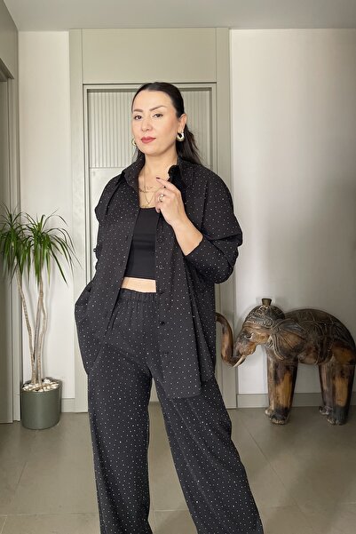 Butik Didem Sakinci Shiny Stone Shirt Pants Tiril Set